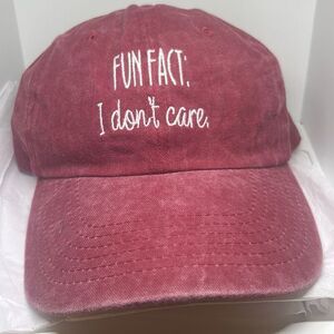 “Fun Fact: I Don’t Care” Embroidered Baseball Cap – Adjustable